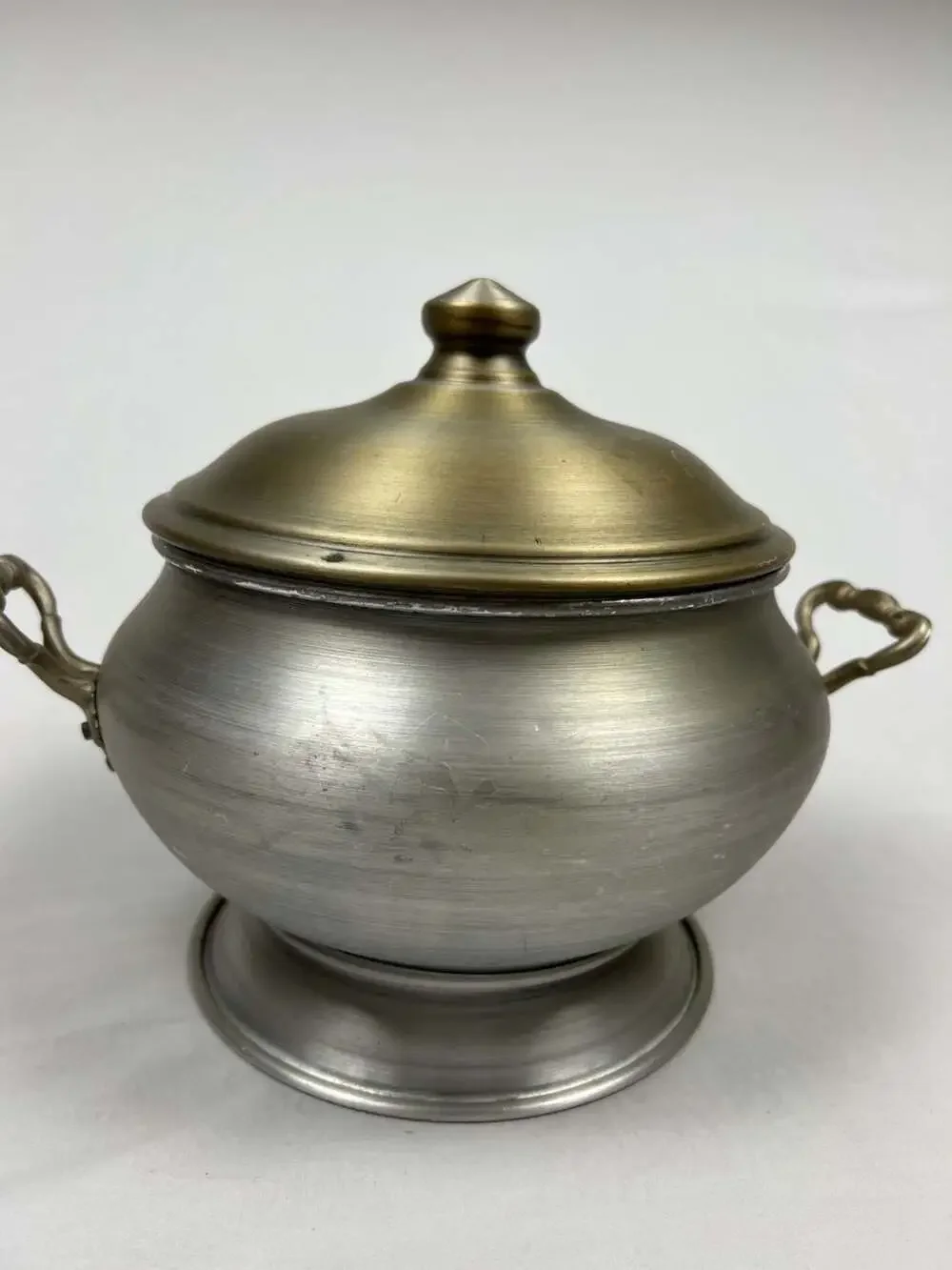 Vintage Alluminio P. R. Spino Made in Italy Brushed Metal Soup Tureen Pot